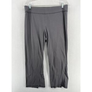 EILEEN FISHER Pant M Organic Cotton Stretch Jersey Cropped Split Hem Gray USA